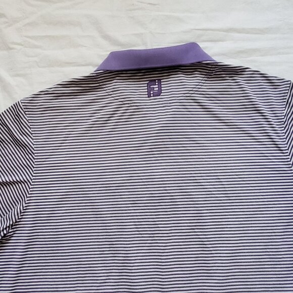 FootJoy FJ Men's Purple And White Stripe Collared Golf Polo Shirt Size XL - Picture 4 of 11